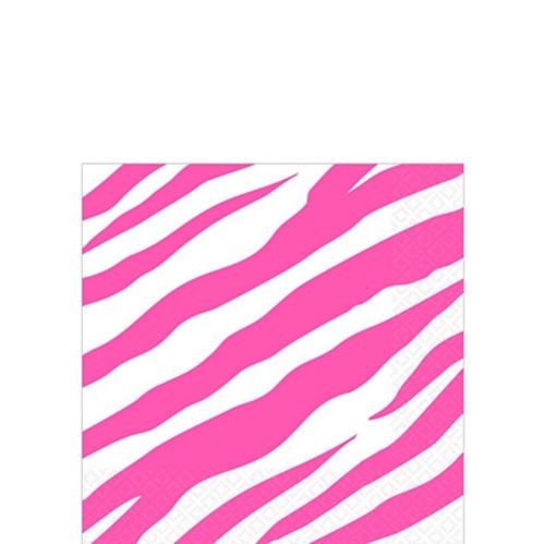 Bright Pink Zebra Print Beverage Napkins Product image