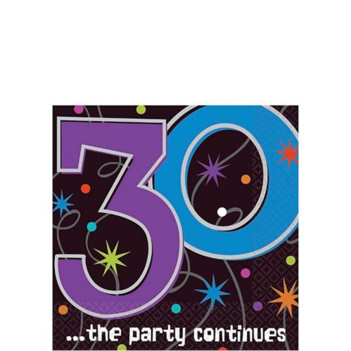 The Party Continues 30th Birthday Beverage Napkins, 16-pk Product image