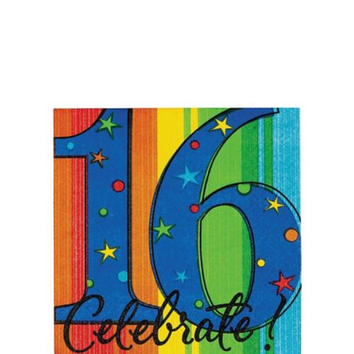 16th Birthday Celebration Beverage Napkins, 16-pk Product image