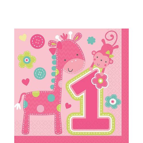 Girl Wild at One 1st Birthday Lunch Napkins, 16-pk Product image