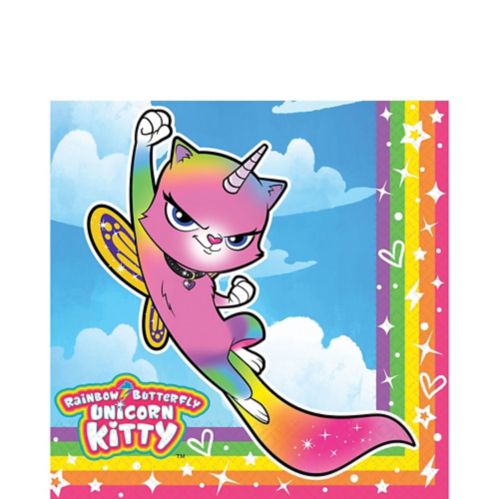 Rainbow Butterfly Unicorn Kitty Lunch Napkins, 16-pk Product image