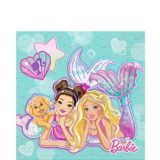 Serviettes de table en papier Barbie sirène, paq. 16 | Mattelnull