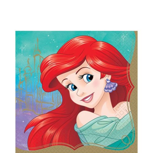 Serviettes de table pour fête d'anniversaire, princesse Ariel, paq. 16 Image de l’article