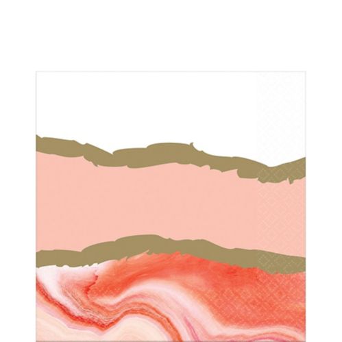 Bright Coral Marble Stripe Lunch Napkins, 16-pk Product image