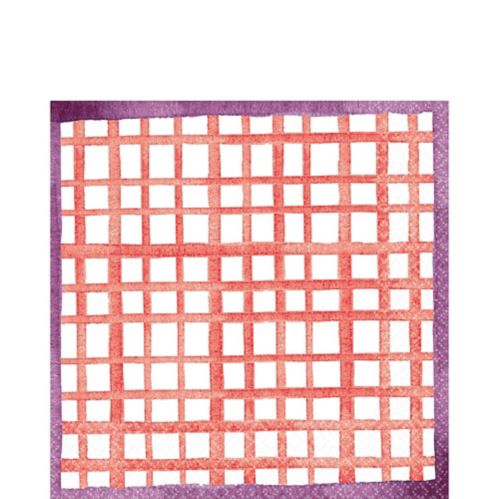 Bright Coral Grid Lunch Napkins, 16-pk Product image