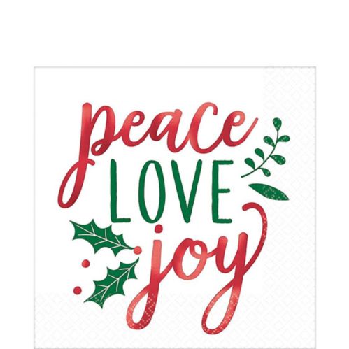 Serviettes de table métallisées « Peace Love Joy », paq. 16 Image de l’article