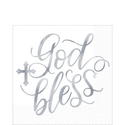 Metallic Silver God Bless Lunch Napkins, 16-pk Product image
