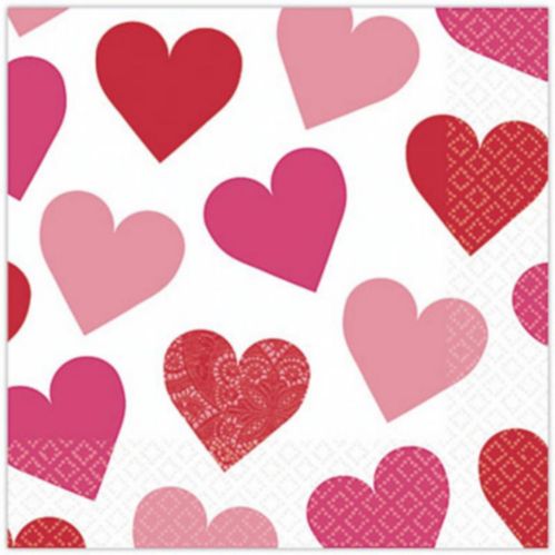 Serviettes de table pour la Saint-Valentin, La clé de votre coeur, paq. 16 Image de l’article