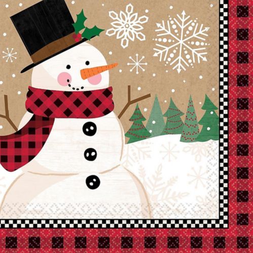 Serviettes de table à motif de bonhomme de neige, Merveille d'hiver, paq. 16 Image de l’article