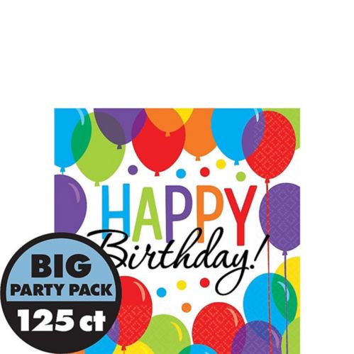 Serviettes de table de ballon arc-en-ciel pour anniversaire, paq. 125 Image de l’article