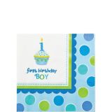 Cupcake 1st Birthday Boy Beverage Napkins, 36-pk | Amscannull