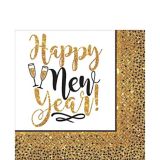 Serviettes de table du Nouvel An à paillettes dorées, paq. 36