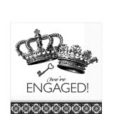 Black and White Damask We're Engaged Lunch Napkins, 36-pk