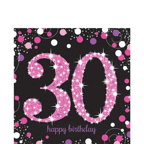 Pink Sparkling Celebration 30th Birthday Lunch Napkins, 16-pk Product image