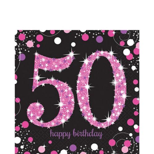 Pink Sparkling Celebration 50th Birthday Lunch Napkins, 16-pk Product image