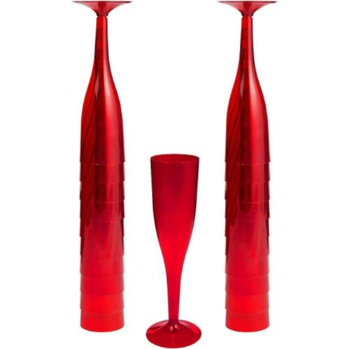 Flûtes à champagne en plastique pour grosse fête, rouge, paq. 20 Image de l’article