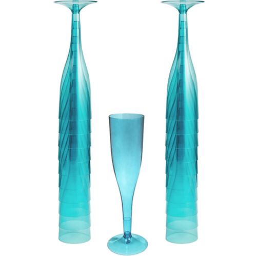 Big Party Pack Caribbean Blue Plastic Champagne Flutes, 20-ct Product image