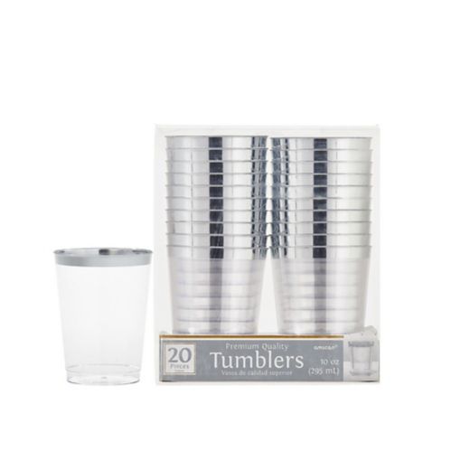 Clear Silver-Trimmed Premium Plastic Cups, 20-ct Product image