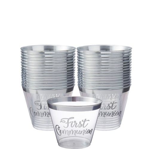 Silver First Communion Plastic Cups, 30-pk Product image