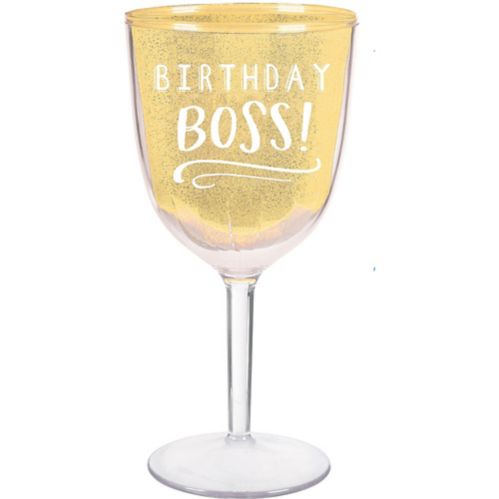 Glitter Gold Birthday Boss Wine Glass Product image