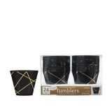 Line Premium Plastic Cups, Black/Metallic Gold,24-pk | Amscannull