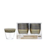Stripe Premium Plastic Cups, Black/Metallic Gold, 24-pk - FD | Amscannull