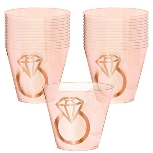 Gobelets en plastique à anneau, rose pâle et rose or, paq. 30 Image de l’article
