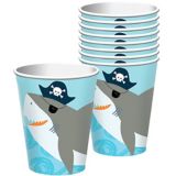 Pirate Shark Birthday Party Paper Cups, 9-oz, 8-pk | Amscannull