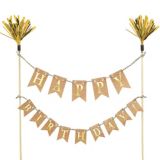 Gold Happy Birthday Pennant Banner Cake Topper
