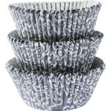 Silver & White Scroll Baking Cups, 75-pk