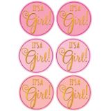 Pink It's A Girl Baby Shower Sticker Seals, 25-pk | Amscannull