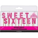 Glitter Pink Sweet Sixteen Birthday Toothpick Candle Set, 13-pc