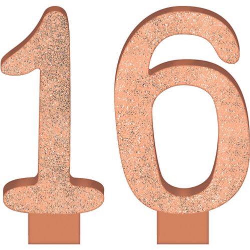 Glitter Rose Gold Number 16 Birthday Candles, 2-pc Product image