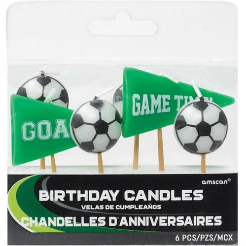 Goal Getter Green Soccer Birthday Candles, 6-pk Product image