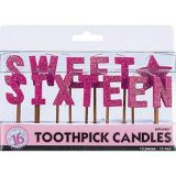 Mini bougies à cure-dent scintillantes Sweet 16