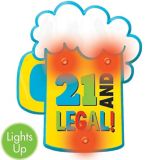 Light-Up Beer Mug 21st Birthday Button