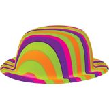 Multicolour Striped 60s Bowler Hat