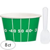 Football Ice Cream Cups with Spoons, 8-pk