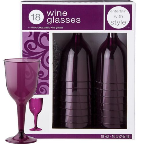 Premium Plastic Plum Wine Glasses, 18-pk Product image