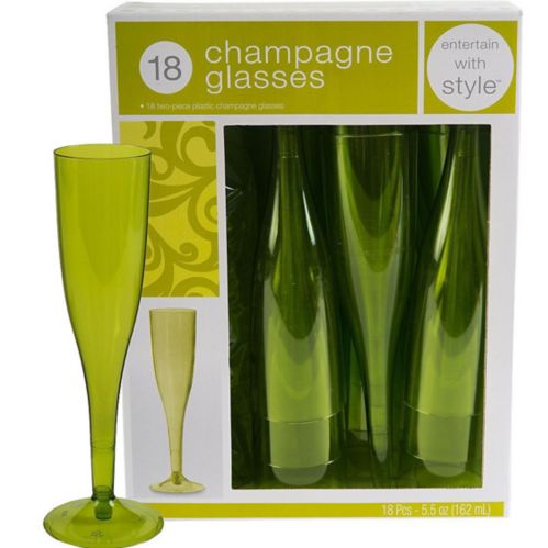 Avocado Premium Plastic Champagne Flutes, 18-pk Product image