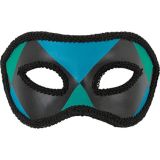 Masque Harlequin bal masqué, bleu/vert