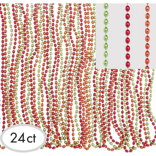 Orange, Green, Red Bead Necklaces, 24-pk Product image