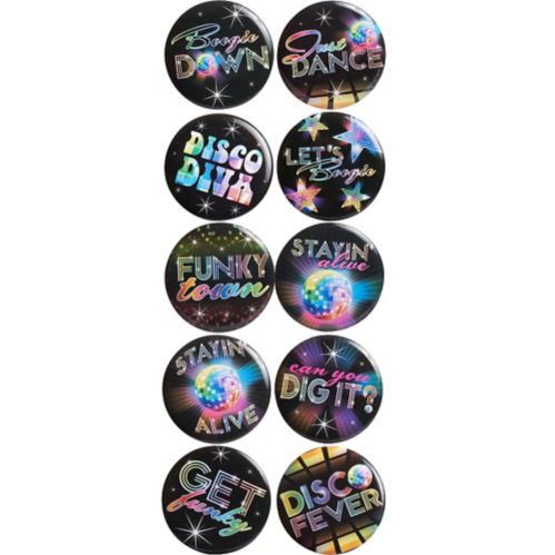 Disco 70s Buttons, 10-pk Product image