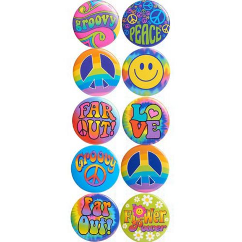 Tie-Dye 60s Buttons, 10-pk Product image