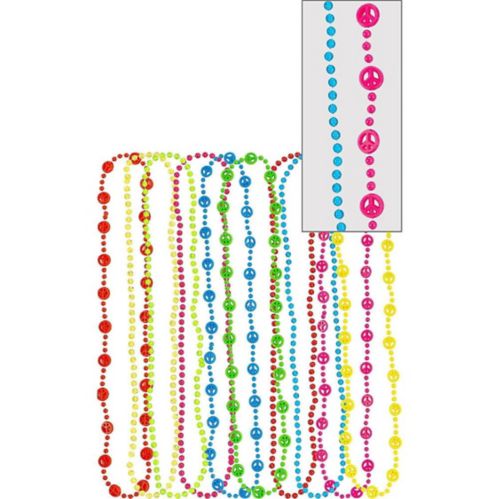 Multicolour Peace Sign Bead Necklaces, 10-pk Product image