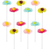 Décorations florales colorées à petits gâteaux sur cure-dents, paq. de 12