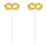Glitter Gold Masquerade Mask Picks, 2-pk | Amscannull