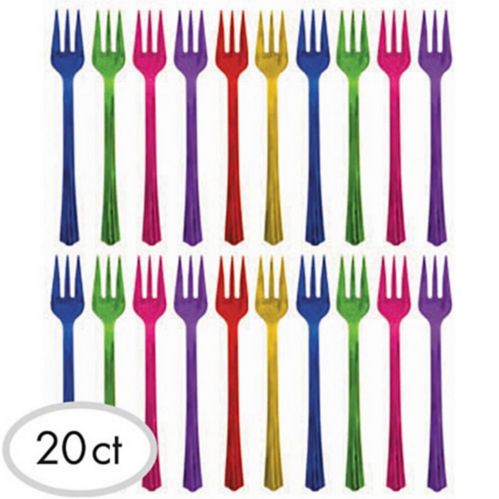 Mini Multicolour Jewel Tone Plastic Forks, 20-pk Product image