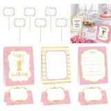 Metallic Pink  Gold 1st Birthday Buffet Decorating Kit, 12-pc