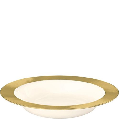 Bols crème en plastique de qualité supérieure à bordure dorée, paq. 10 Image de l’article